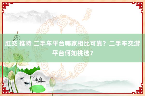 肛交 推特 二手车平台哪家相比可靠？二手车交游平台何如挑选？