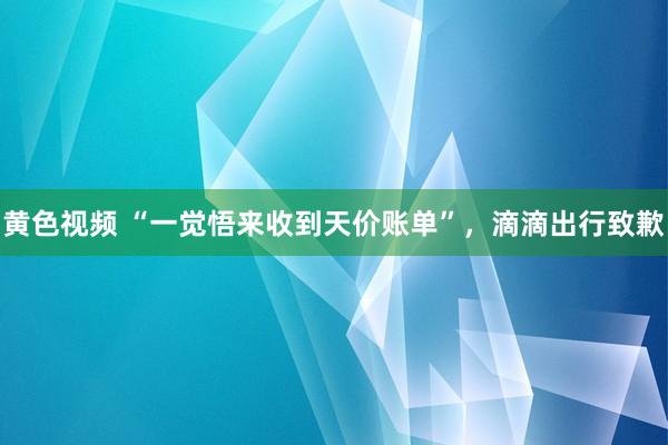 黄色视频 “一觉悟来收到天价账单”，滴滴出行致歉