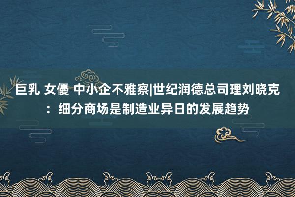 巨乳 女優 中小企不雅察|世纪润德总司理刘晓克：细分商场是制造业异日的发展趋势